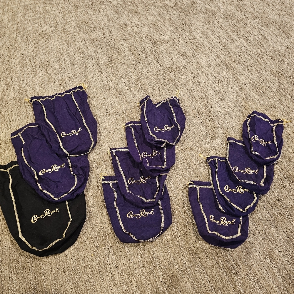 Crown Royal Purple and Black Drawstring Bags
